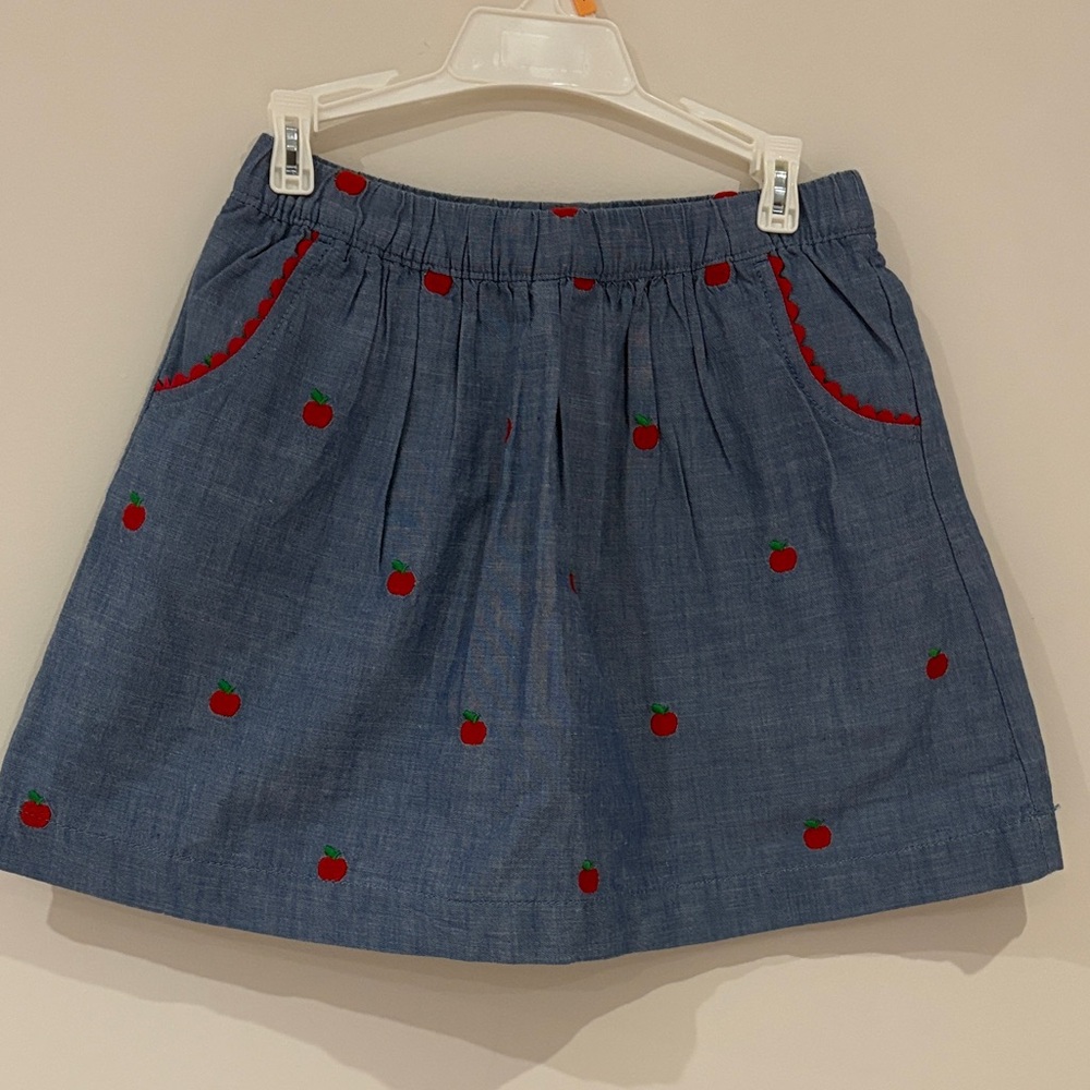 Gymboree Blue Skort with Red Apple Accents
